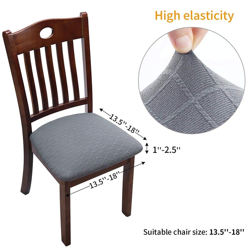 Fuloon Stretch Chair Seat Covers 6 PCS, Removable Washable Dining Chair Covers Anti-Dust Dining Room Seat Cushion Slipcovers (6, Light Grey) - Image 3
